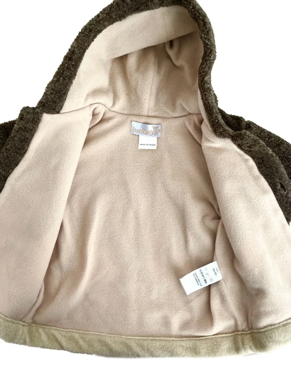Toddler Coat, Brown Tan Sheep Theme Hooded Jacket, Size 2 Made in France, NWT